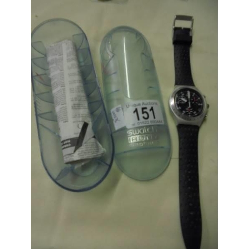 151 - A cased Swatch Irony diaphane chronograph wrist watch.