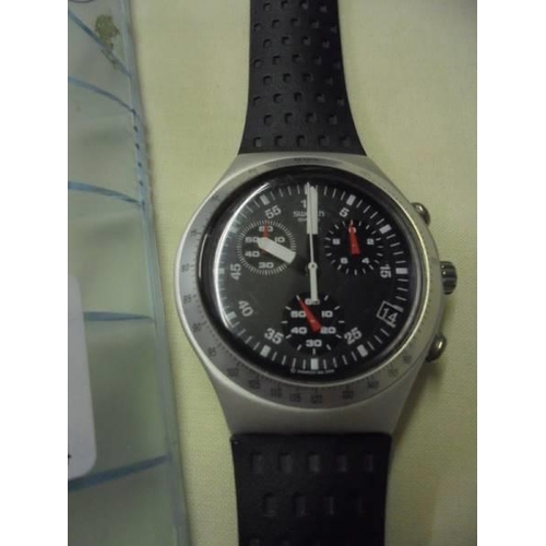 151 - A cased Swatch Irony diaphane chronograph wrist watch.