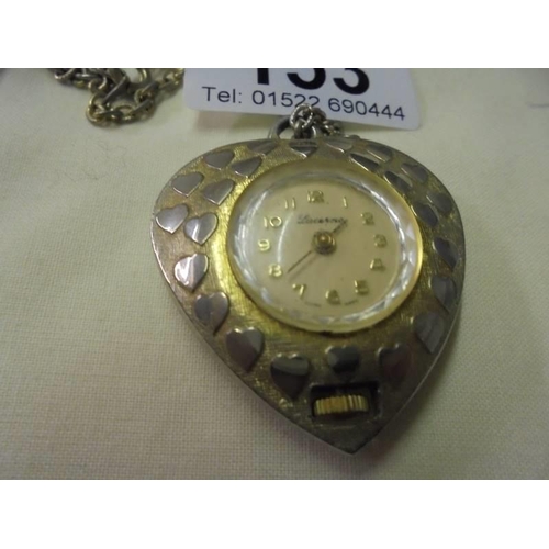 153 - A vintage Lucerne Swiss made pendant watch on chain, in working order.