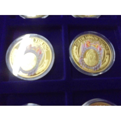 209 - A cased set of Heroes of WW2 gold plated coins with certificate.