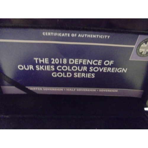 215 - Limited edition 'The Defence of our Skies' colour sovereign gold series (mintage 1999) full sovereig... 