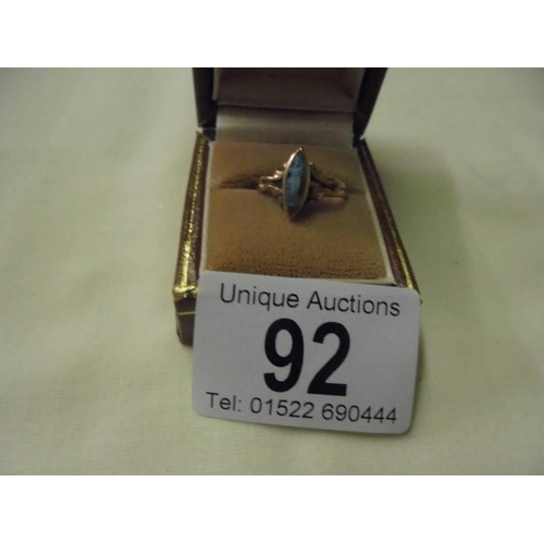 92 - A 9ct gold ring, size H half, 2.3 grams.