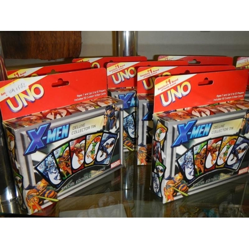 610 - A collection of 14 boxed UNO Marvel X-Men collectors cards with card game.