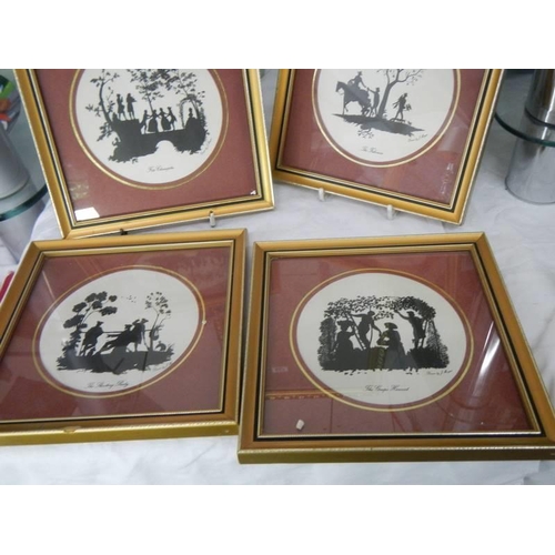 659 - Four gilt framed silhouettes, 17 x 17 cm.