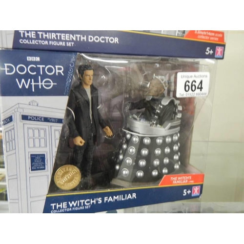 664 - A Doctor Who boxed set 'The Witches Familiar' and The thirteenth Doctor limited edition figure set.