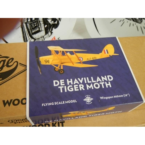 674 - Two vintage Model Co traditional balsa wood model aircraft - De Haviland Tiger Moth and Sopwith Trip... 