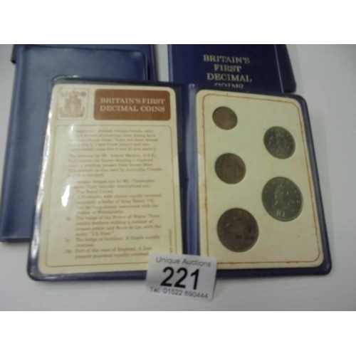 221 - Twenty sets of Britain's first decimal coins.