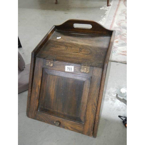 703 - An old oak coal box, COLLECT ONLY.