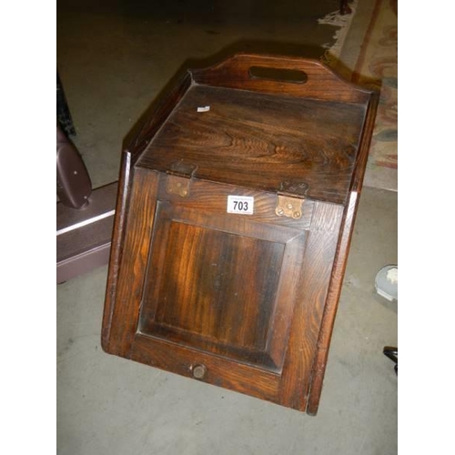 703 - An old oak coal box, COLLECT ONLY.