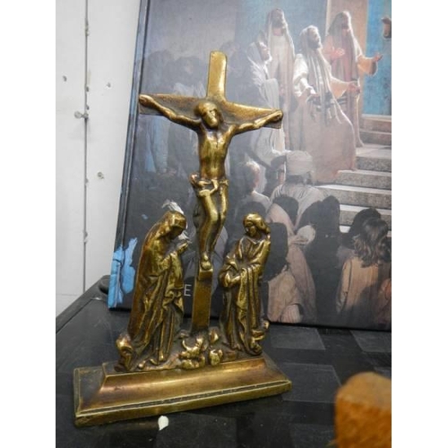 729 - A brass crucifix, Icon etc.,