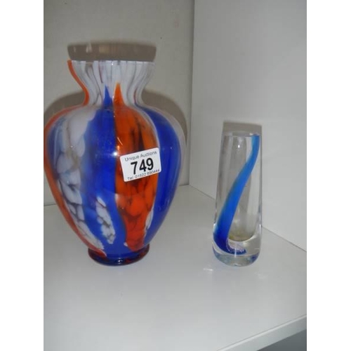 749 - Two studio glass vases.