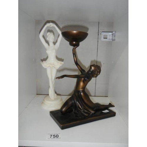 750 - An art deco style figurine and one other.