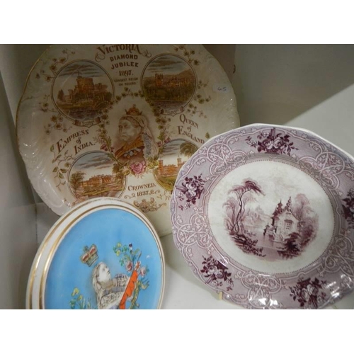 752 - A Victoria 1897 Diamond Jubilee Empress of India cake plate and two others.