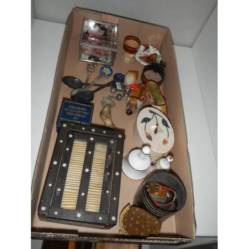 756 - An interesting tray of miscellaneous items including boxes, badges etc.,