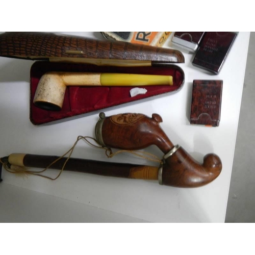 758 - Two vintage pipe, Rolls Razor etc.,