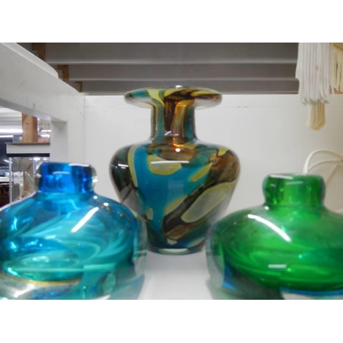 769 - Three art glass posy vases.