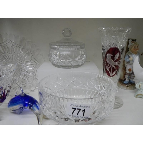 771 - A decorative vase, cut glass and one other.