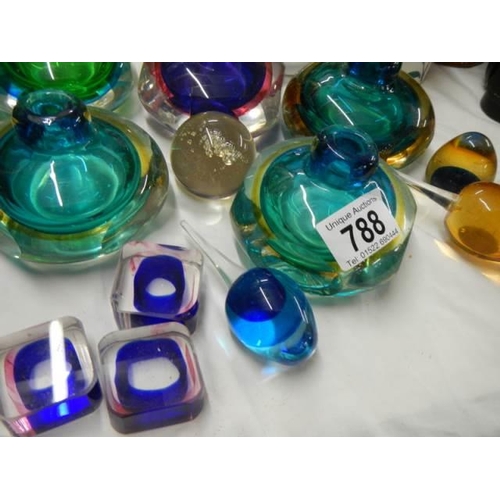 788 - A quantity of studio glass bud vases etc.,