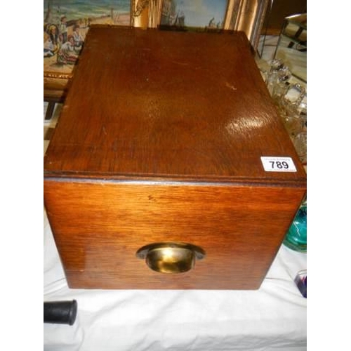 789 - A vintage oak filing drawer.