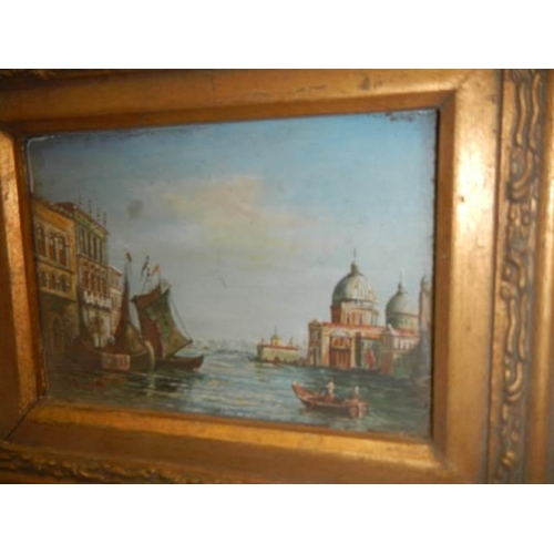 791 - A small  Venetian scene with broad ornate frame, 36 x 31cm COLLECT ONLY