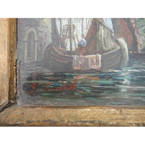 791 - A small  Venetian scene with broad ornate frame, 36 x 31cm COLLECT ONLY