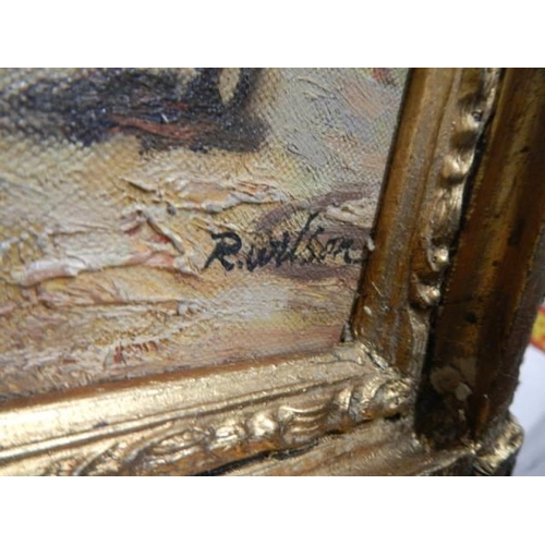 792 - An ornate gilt framed study of an Edwardian family at the seaside, 36 x 32 cm, COLLECT ONLY.