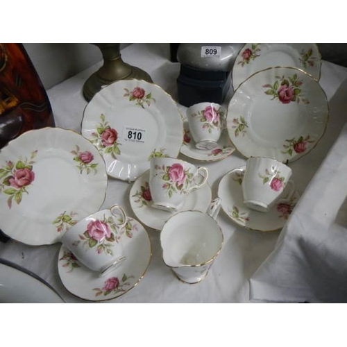 810 - A Crown Staffordshire pink rose tea set, COLLECT ONLY.