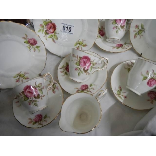 810 - A Crown Staffordshire pink rose tea set, COLLECT ONLY.