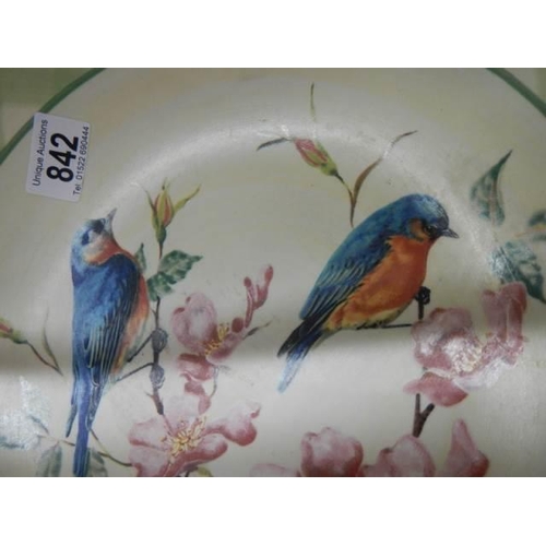 842 - A large Lenox hand painted charger featuring birds, 37 cm diameter, COLLECT ONLY.