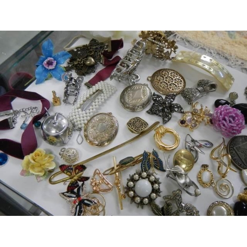 846 - A good lot of brooches and other costume jewellery.