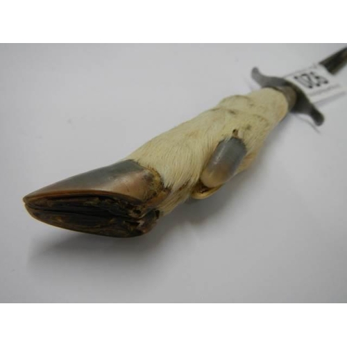 920 - A vintage taxidermy hoof handled letter opener.