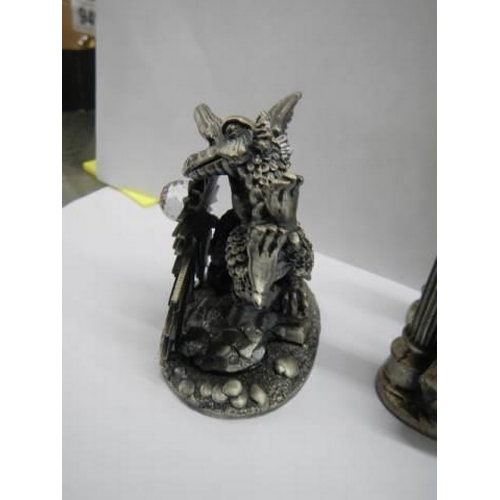 950 - Three cast WAPW magical figurines including The Dragon of Light.