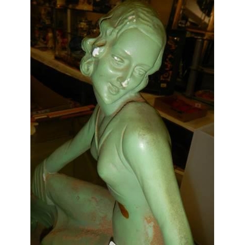 992 - An art deco plaster figure with ball, COLLECT ONLY