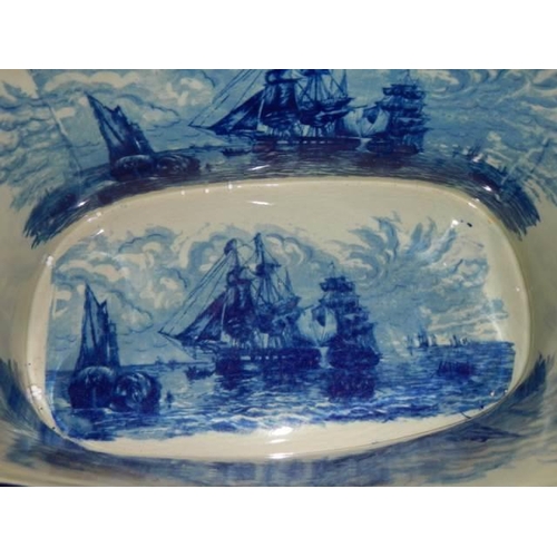 993 - A large ceramic blue and white foot bath. COLLECT ONLY.