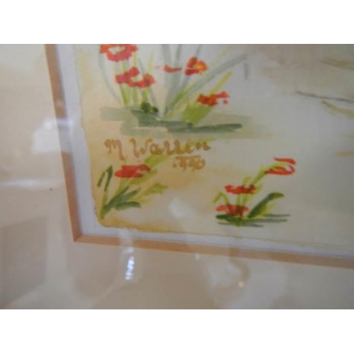 995 - A pair of framed and glazed watercolours signed M Warren 1996.