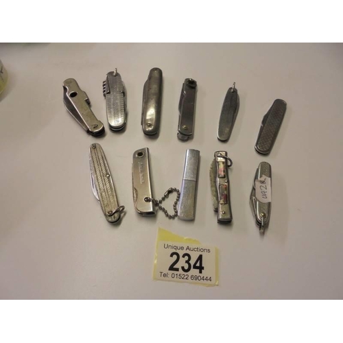 234 - Eleven assorted vintage pen knives.