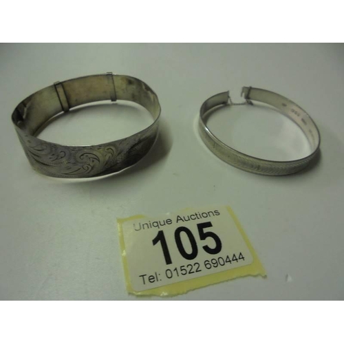 105 - Two silver bangles, 1 oz.