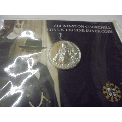 190 - A Sir Winston Churchill 2015 UK £20 fine silver coin.