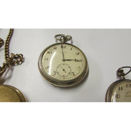 194 - A silver (800) pocket watch and two others.