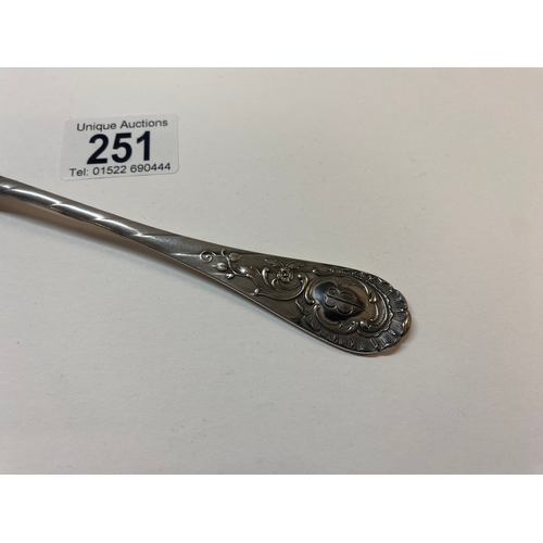 251 - An original silverware fork originally belonging to Eva Braun marked EB, 800 Silver, (approx 56g)