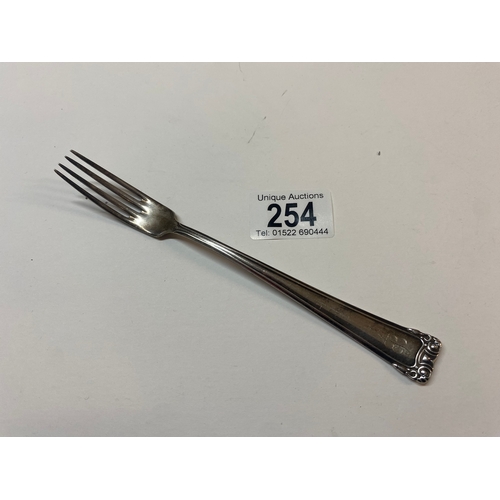 254 - An original silverware small fork originally belonging to Eva Braun marked EB, 800 Silver, (approx 4... 