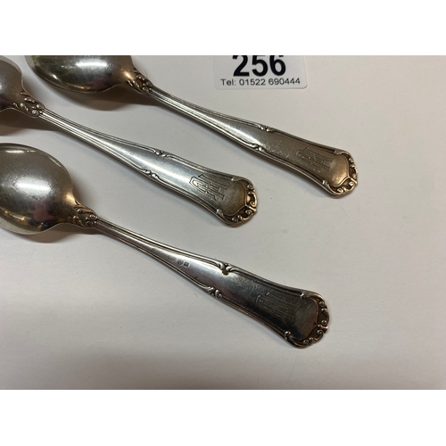 256 - Three Adolf Hitler tea spoons, marked AH, Wellner 90, (approx 84g)