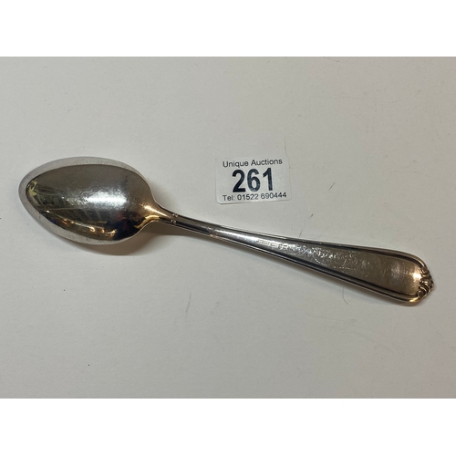 261 - An Adolf Hitler spoon, marked AH, Wellner 90, (approx 76g)