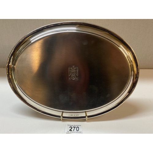 270 - Adolf Hitler Personal Formal Silverware A solid silver oval serving tray from the Berghof by Bruckma... 