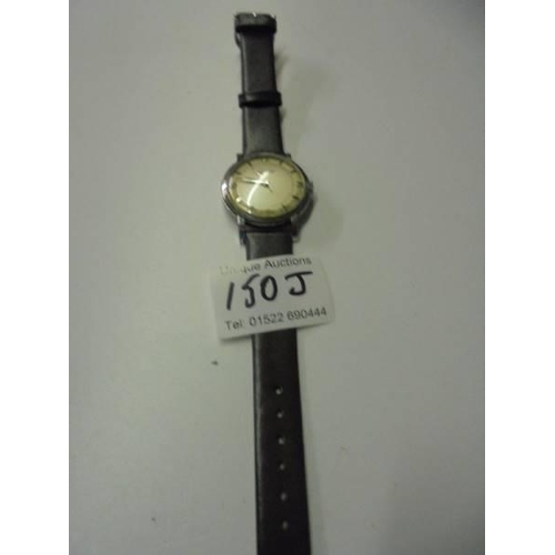 150J - A Longines gents wrist watch with leather strap.