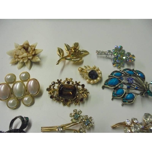 247 - A collection of old paste set brooches including 2 marquasite examples etc., 20 in total.