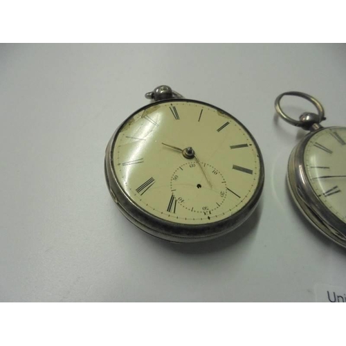 249 - Three silver pocket watches, a/f.