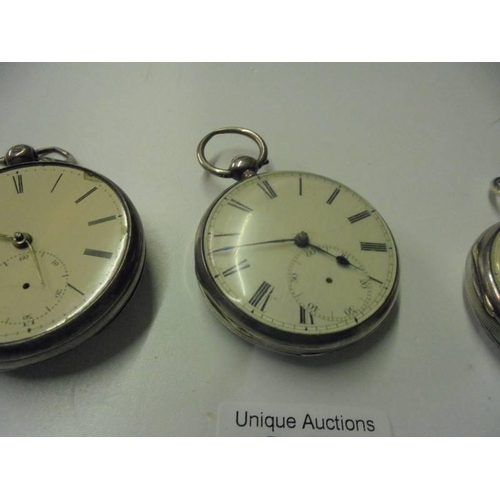 249 - Three silver pocket watches, a/f.