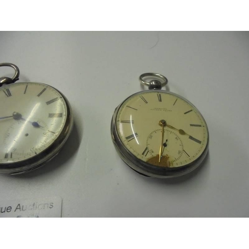 249 - Three silver pocket watches, a/f.