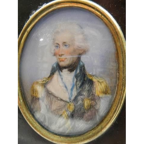 285 - Four good miniature portraits including Lord Nelson and Lady Hamilton.